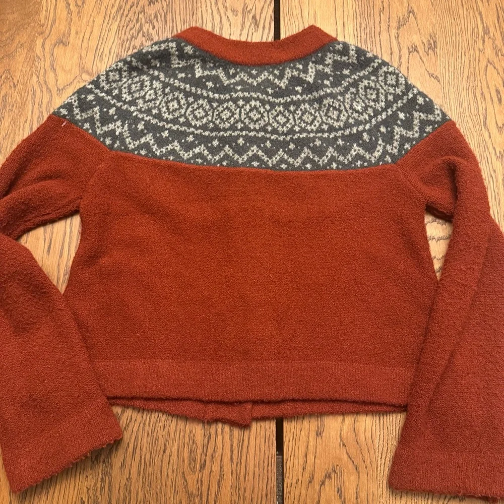 Royal Robbins Rust fairlisle Grandmacore Cardigan Sweater Chunky Cozy Cabincore - Picture 5 of 5